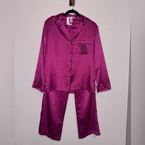 Victoria's Secret Satin Pajama Set in Magenta Deep Berry Pink Size XS NWT